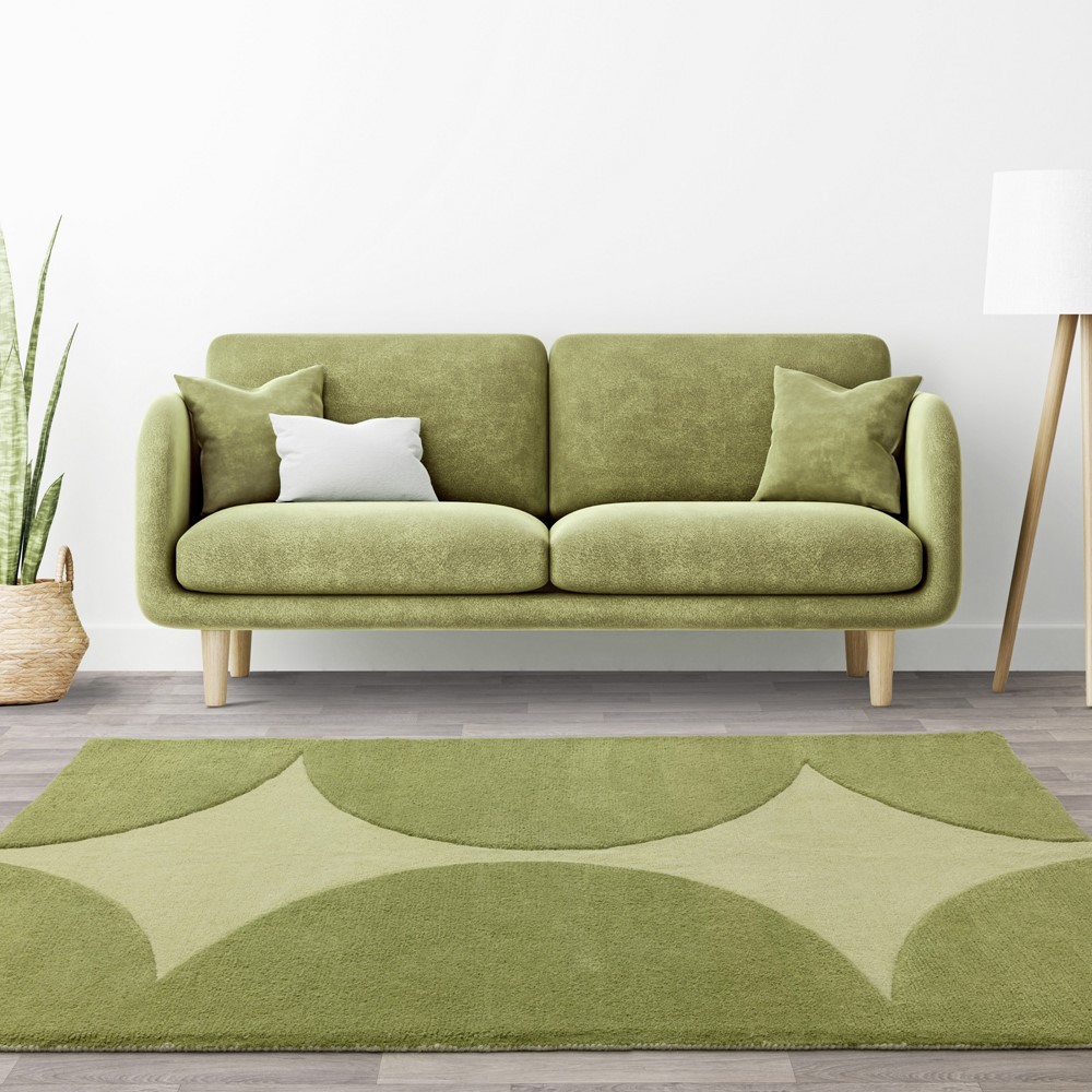 Canvas Reflect 01 Modern Wool Abstract Rugs in Green